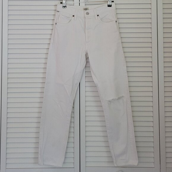 COH Liya High Rise Classic Fit Crop Jean in Distressed Selvedge White - Picture 2 of 16